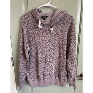 Buffalo David Bitton Hoodie Sweatshirt Animal Print Purple Women’s Sz M Fleece